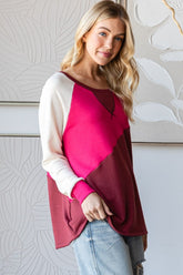 HOPELY Color Block Long Sleeve T-Shirt OutfitFlow